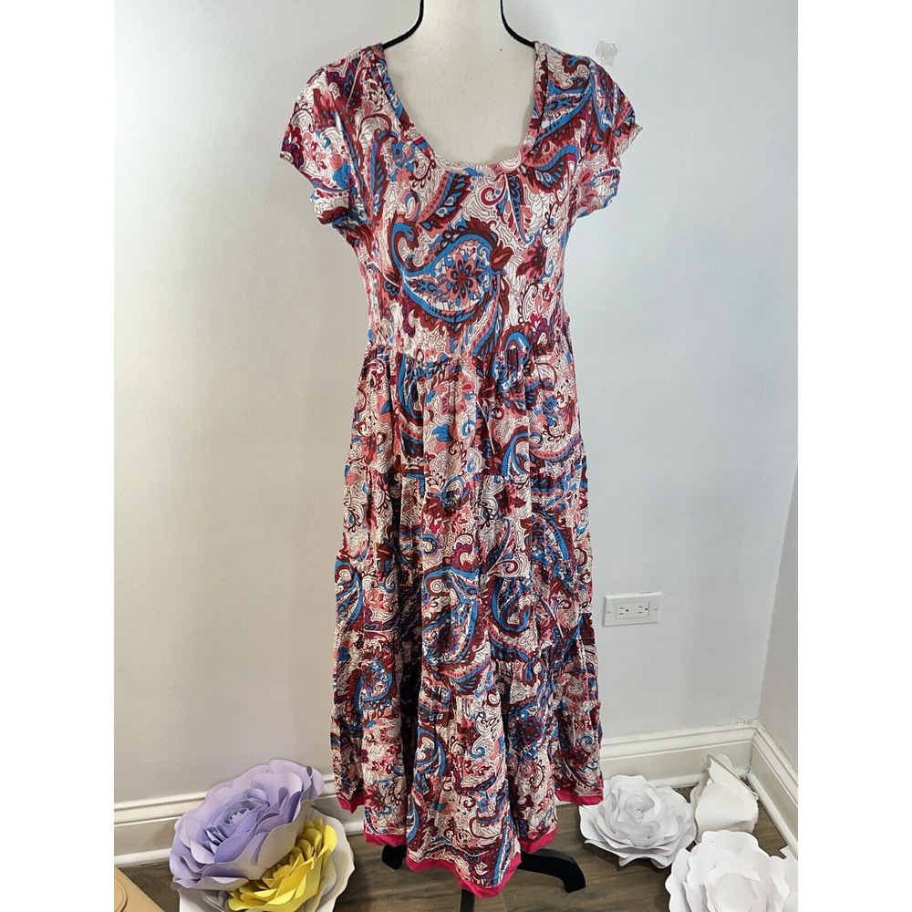 SOFT SURROUNDINGS NWT  Kara Tiered Paisley Casual Maxi Dress Sz MP